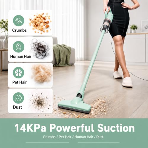 KEROMEE Stick Vacuum Cleaner, Corded Handheld Vacuum Cleaner Mini Electric Broom for Pet Hair Hardwood Floor Cat Litter Cleaning (13ft-Cord) - style: corded