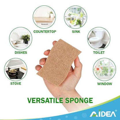 AIDEA Sponges Non Scratch, 24Count, Natural Sponge for Non Stick Cookware, Sponges Kitchen, Cellulose Scrub Sponge for Dishes, Cleaning Power for Kitchen, Bathroom, Household - color: Brown