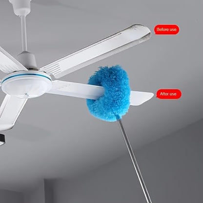 Extendable Duster - 31.5 Inches Microfibre Duster | Stainless Steel Handle | - Adjustable Telescopic Reach | and Soft Fiber Head Perfect for Cleaning High Ceilings and Shelves At Home - color: Blue