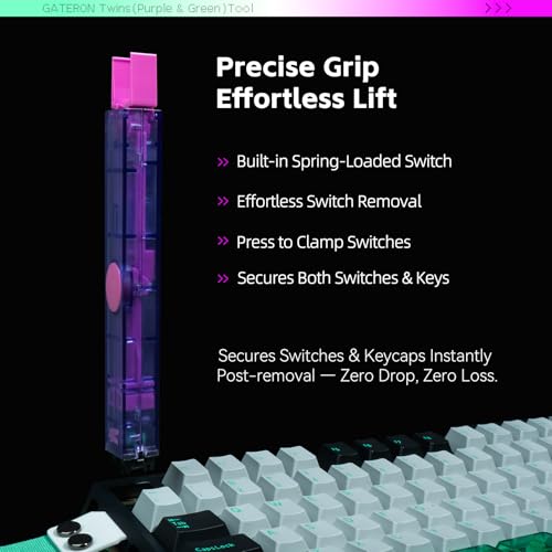 GATERON Twins Switch Puller Keycap Puller, DIY Tool Easily Remove and Replace Gaming Keyboard Switches and Keycaps Integrated for Mechanical Keyboard (Purple) - color: Purple