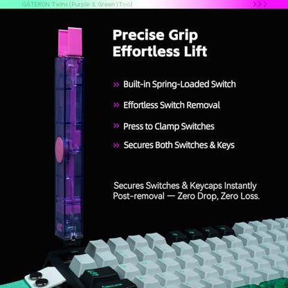 GATERON Twins Switch Puller Keycap Puller, DIY Tool Easily Remove and Replace Gaming Keyboard Switches and Keycaps Integrated for Mechanical Keyboard (Purple) - color: Purple