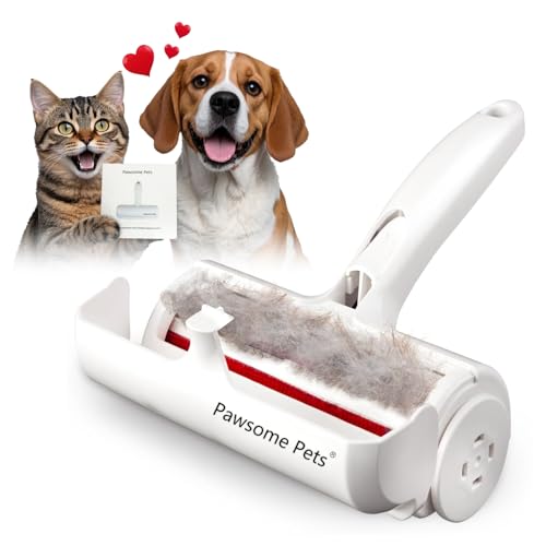 Pawsome Pets Pet Hair Remover Gift Set Reusable Lint Roller Cat and Dog Hair Remover for Furniture, Couch, Carpet, Clothing and Bedding - Portable, Multi-Surface Fur Removal Tool - color: A:red