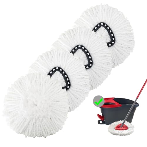 4 Pack Spin Mop Replacement Heads Mop Refills Microfiber Mop Replace Heads Safe for All Hard-surfaced Floors - size: 4 Pack Mop Replace Heads