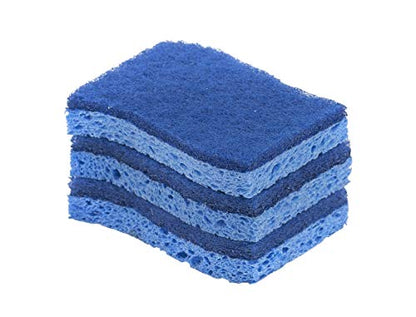 Superio Non-Scratch Cellulose Sponge Kitchen Scrub Sponges with Scouring Pad Set, Good for Non-Stick Cookware Frying Pan, Pot, Counter Top, Sink Scrubbing, Kitchen Scrubbers, Pack of 3, Blue - color: Blue, size: 3-pack