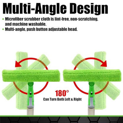 Grip Squeegee Window Cleaner - Multi-Angle 3 in 1 - Microfiber, Lint-Free, Non-Scratching, Swivel Head - Spray, Scrub, Squeegee - Perfect for Showers, Mirrors, Glass, and Countertops
