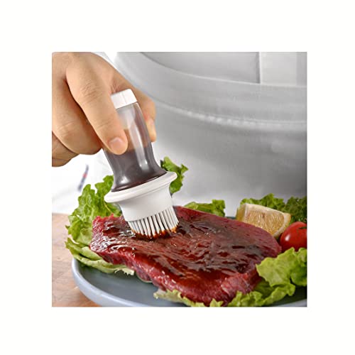 2PCS Oil Bottle Brush Set Oil Brush Bottle With Container High Temperature Dressing Bottle Barbecue Sauce Brush Oil Pot Home Kitchen Oil Brush Tool For Cooking, Kitchen, Camping And Travel (Gray) - color: Gray