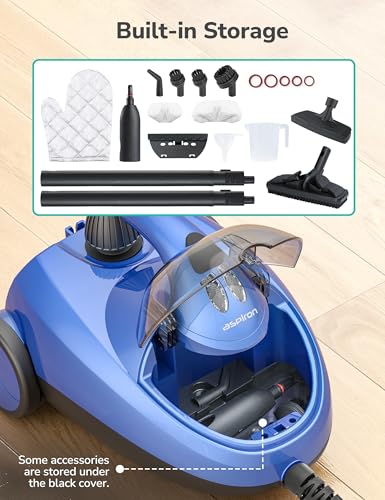 Steam Cleaner, 293°F 58 PSI Powerful Multipurpose Handheld Steam Mop for Home, Built-in Storage, 21 Attachments, 50Oz Capacity, Heavy Duty Canister Steamer for Carpet, Floor, Car, Tile, Crack