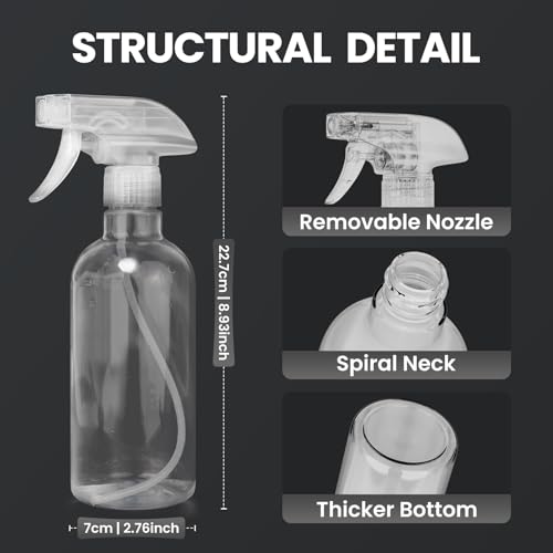 DIYSELF Spray Bottles, 4 Pack 500ml / 16oz Empty Plastic Water Spray Bottles, Fine Mist Clear Spray Bottle for Cleaning, Hair, Plants, Alcohol, BBQ, Garden, Travel, Squirt Bottle Lab Weighing Bottles - color: Clear, size: 4-Pack