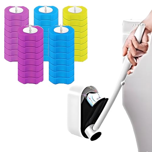 Disposable Toilet Brush with 40 Wand Refill Heads - KIRIKIT Wall-Mounted Toilet Brush and Holder Bowl Cleaner Set with 3 Scents for Deep Cleaning and Hygienic Bathroom Toilet Cleaning System - color: 1 Wand + 40 Refills