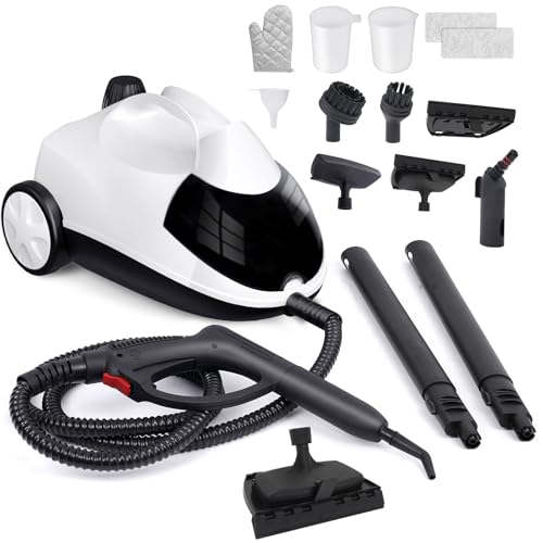 Steam Cleaner 1.5L Steamer for Cleaning Fast Heating 6-in-1 Multi-Surface with 8 Accessories UL499 Certified Portable High Pressure Steam Cleaner for Home, Car, Floors, Sofas, Tiles, Grout