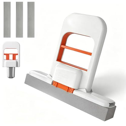 Self Squeezing Mini Mop, Mini Foldable Desktop Mop, Orange Small Sponge Mop, Wet and Dry Use Cleaning System, Replaceable Head, for Desktop, Kitchen, Counter, Glass, Tile (White) - color: White