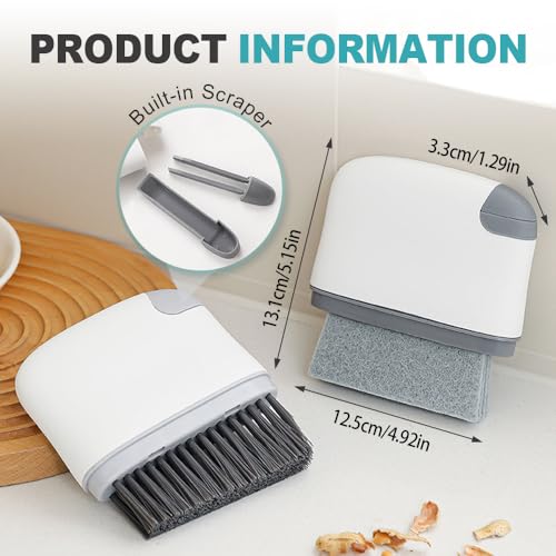 2-in-1 Groove Cleaning Brush with Hidden Scraper, Window Track Cleaner Tool for Sliding Doors & Sills, Hard Bristle Crevice Brush for Narrow Gaps (Dark Grey-3pcs) - color: Dark Grey-3pcs