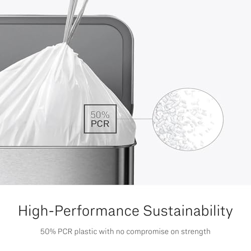 simplehuman Code H 60 Count Custom Fit Liners, Drawstring Kitchen Trash Bags, One-by-One Mess-Free Dispense, Extra Thick & Double Seamed, 50% PCR Plastic, 30-35 Liter / 8-9 Gallon, White (Pack of 4) - size: 60 Count (Pack of 4)
