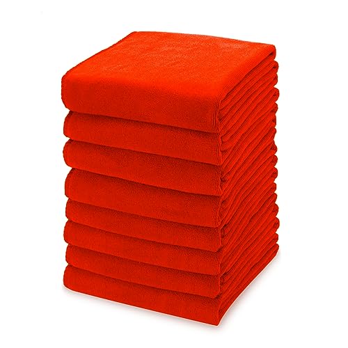 kimteny 13x28 Inches Kitchen Cloth Dish Towels, 400 GSM Premium Dishcloths, Super Absorbent Coral Velvet Microfiber Cleaning Cloths, Fast Drying Rags for Washing Dishes (8 Pack, Red) - color: Red, size: 8 Pack