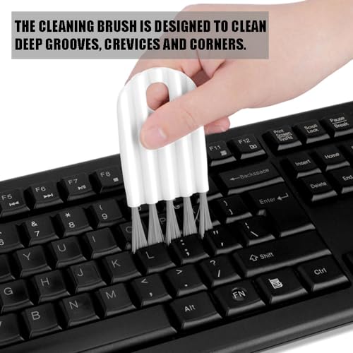 6 Pcs Cleaning Brush Keyboard Cleaner, Multi-Function Computer Cleaning Tools Kit Corner Gap Duster Keycap Puller for Keyboard Cup Cover, White