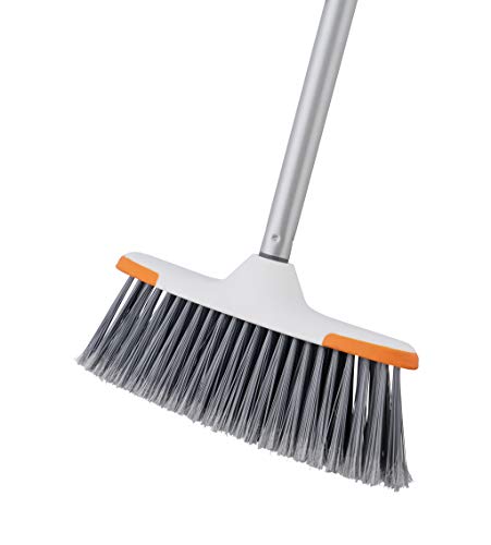 Superio Angle Broom and Clip-On Dustpan Set, Slim Hand Broom Telescopic Handle 53 Inches Tall, Clip On Dust Pan with Low Edge Rubber Lip - color: Gray, size: Sweep Set
