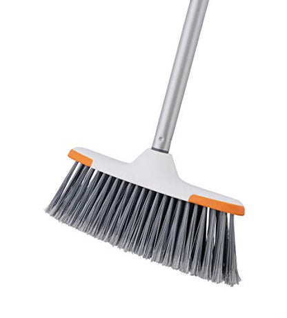 Superio Angle Broom and Clip-On Dustpan Set, Slim Hand Broom Telescopic Handle 53 Inches Tall, Clip On Dust Pan with Low Edge Rubber Lip - color: Gray, size: Sweep Set