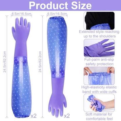 XANGNIER Long Gloves for Cleaning Bathroom,Waterproof Chemical Resistant Gloves Elbow Length,Pvc Full Arm Men & Women Reusable Glove for Gardening,Aquarium,Kitchen,Dishwashing,Household Cleaning,2pair - color: 2 Pair