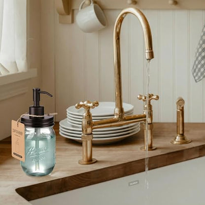 SheeChung 16 Oz Mason Jar Liquid Soap Dispenser, Glass Hand Soap Dispenser, Stainless Steel Pump Lid, Refillable Lotion Dispensers for Bathroom Countertop Kitchen (1, Bronze) - color: Bronze-1 Pack