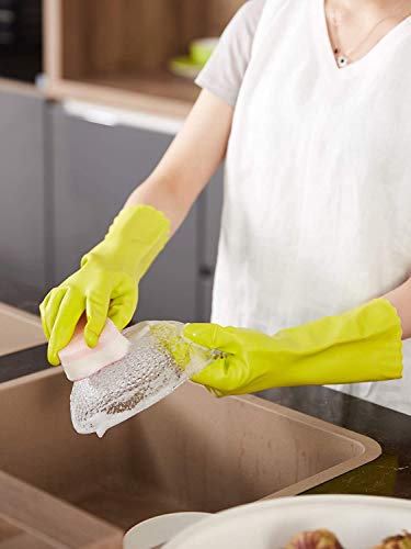 LANON wahoo Skin-Friendly Cleaning Gloves, Dishwashing Kitchen Gloves with Cotton Flocked Liner, Reusable, Non-Slip, Bud Tender, Medium - color: Bud Tender, size: Medium (Pack of 1)