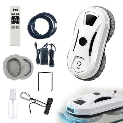 2026 New Automatic Window Cleaning Robot, Robot Window Cleaner with AI Intelligent Positioning & Edge Detection & 2800Pa Suction, Anti-Drop Safety for High-Rise Glass & Large Bay Windows (1Set) - color: 1set