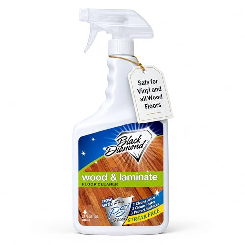 Black Diamond Stoneworks Wood & Laminate Floor Cleaner – No-Rinse Streak-Free Cleaner for Hardwood, Laminate, Engineered Wood & Luxury Vinyl Plank Floors (1 Quart) - size: 32 Fl Oz (Pack of 1), style: Floor Cleaner