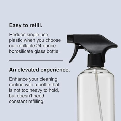 Public Goods Empty Glass Spray Bottle for Multi-Surface Cleaner | Refillable Spray Bottle for Cleaning | Made with Borosilicate Glass for Countertops, Tile, Floors, Appliances | BPA Free | 24 Oz - style: Empty Glass Bottle