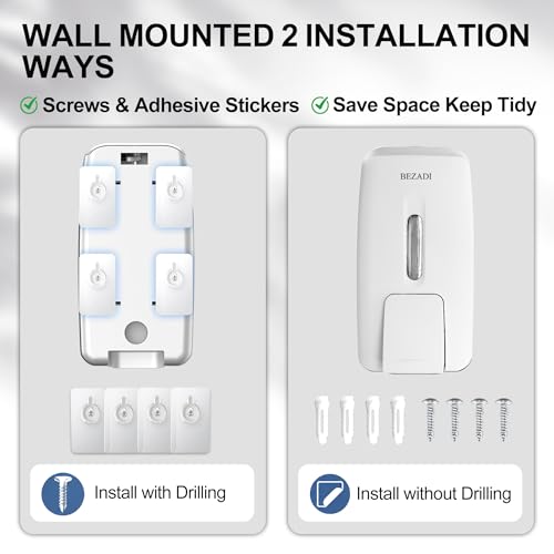 27fl oz Hand Soap Dispenser Wall Mount for Bathroom Kitchen Liquid Sanitizer ABS Plastic White 9088 - color: White