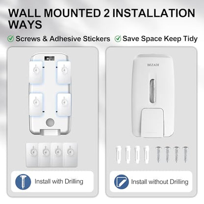 27fl oz Hand Soap Dispenser Wall Mount for Bathroom Kitchen Liquid Sanitizer ABS Plastic White 9088 - color: White