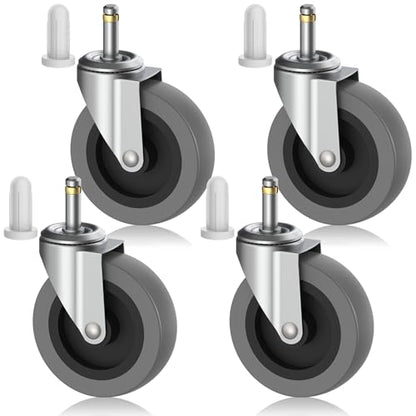 4 Inch Swivel Stem Caster Wheels, 7/16-Inch Stem Diameter Rubber Castors, Heavy Duty TPR Replacement Wheels for Utility Carts Rubbermaid Mop Bucket Shop Vac Weber Grills - 4 Pack - style: 4 Inch-7/16"x1-3/8"