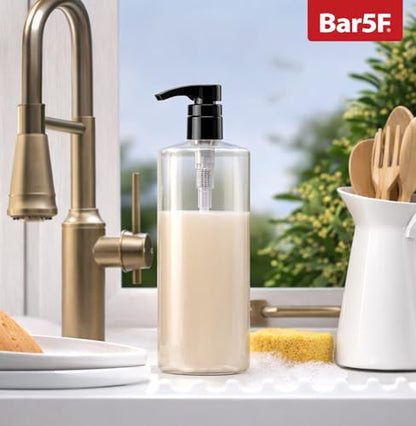 Bar5F Pump Bottle 32-Ounce 1-Liter Empty for Shampoo Conditioner Body Wash Lotion BPA-Free Crystal-Clear (Pack of 1)