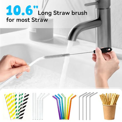 4 Pack Bottle Brush Cleaning Set, Including Long Handle Water Bottle Brush and 3 in 1 Cup Lid Cleaning Brush, Straw Cleaner Brush Washing for Baby Bottles, Tumblers, Glasses - color: 4pack-grey