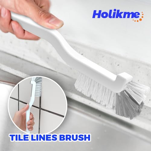 Holikme 6 Pack Dish Brush with Handle Kitchen Cleaning Brush Set for Pot, Pan, Kitchen Sink (Green) - color: Green