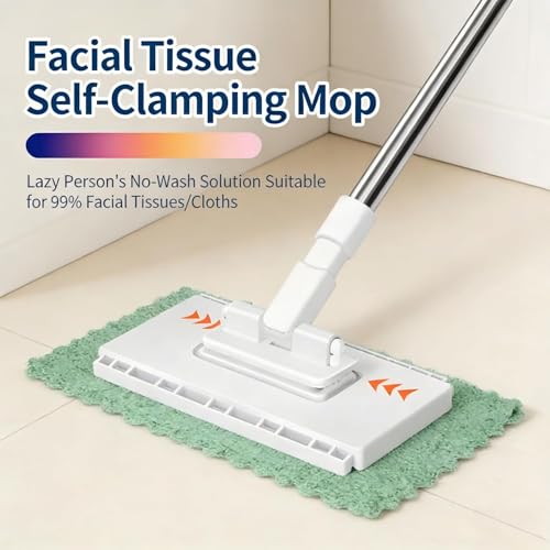 Mini Mop with 5 Magic Cleaning Cloths, 360° Rotating Lazy Mop for Quick Wet & Dry Floor Cleaning, Whole House Lightweight Swob Set