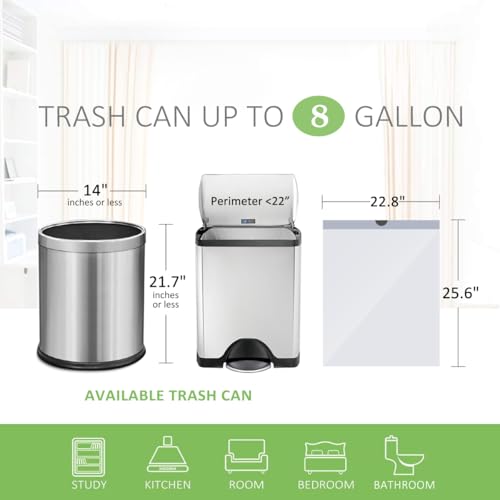Teivio 8 Gallon 210 Counts Strong Drawstring Trash Bags Garbage Bags, Medium Kitchen Trash Can Bathroom Bin Liners, Plastic Trash Bags for Home Kitchen Office, White - style: 210-8Gallon-White