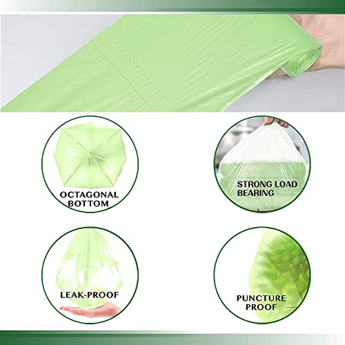 Medium Compostable Trash Bags, Biodegradable 8 Gallon Garbage Bags, Recycling Degradable Unscented Rubbish Bags for Kitchen Bathroom Office Car Pet Wastebasket (Green) - color: Green-8 Gallon