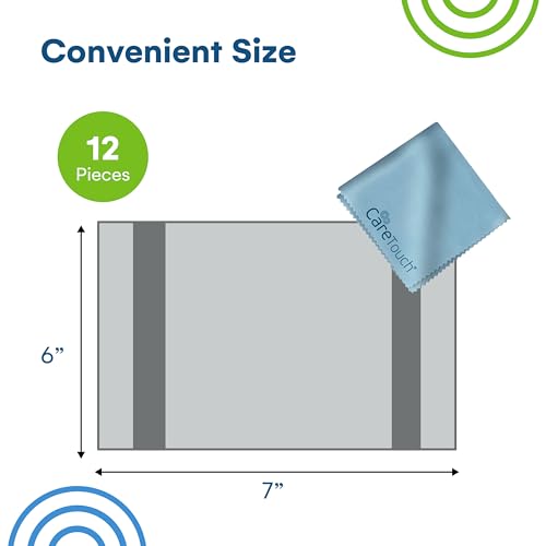 Care Touch Eyeglass Cleaning Cloth - 12 Pack of Microfiber Cleaning Cloth for Glasses, Lenses, Phones and Screens - Large, Lint-Free, Reusable and Scratch-Free - 6 x 7 Inches - Blue - color: Blue, style: 12 Count