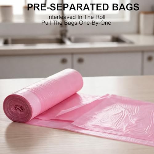 40 Count 13 Gallon Drawstring Trash Bags, Heavy Duty Unscented Garbage Bags, Extra Strong, Tear & Leak Resistant, for Kitchen, Home, Office, Fits 40-60L Bins (Pink) - color: 13 Gallon-Pink