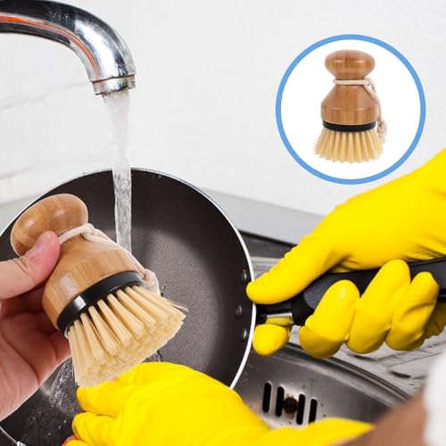 minkissy 2pcs Head Dish Scrubber Brushes for Kitchen Sink Cleaning Palm Scrub Brush with Stiff Bristles for Dish Washing