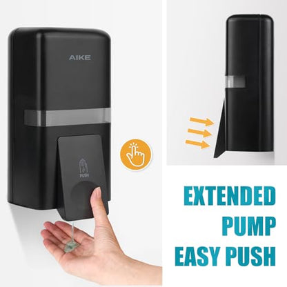 AIKE Wall Mount Liquid Soap Dispenser, 27oz Large Capacity with Extended Pump for Commercial Bathrooms,AK1008(Black) - color: Black