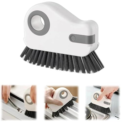 2 in 1 Groove Cleaning Brush Window Track Cleaning Tools, 2026 New Multifunction Hard Bristle Crevice Cleaning Brush with Hidden Scraperfor Sliding Door Track, Window Sill, Shutter Door (Gray) - color: Gray