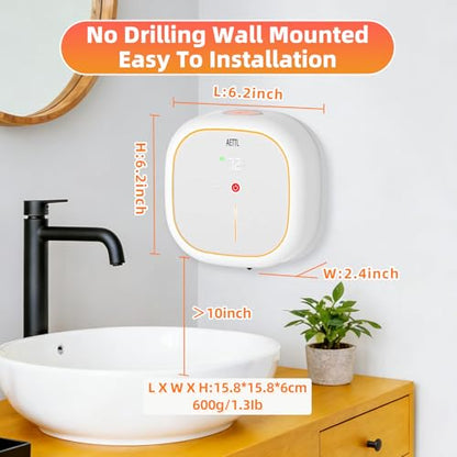 Automatic Foam Soap Dispenser Touchless Wall Mounted, USB-C Rechargeable with Smart Screen Temperature Display & Ambient Light, 7 Adjustable Levels, 16.9 oz for Kitchen Bathroom Commercial,White - color: Ae-002-w