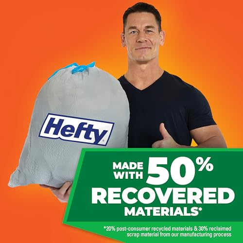 Hefty Ultra Strong Made with 50% Recovered Materials* Tall Kitchen Trash Bags, Gray, Unscented, 13 Gallon, 110 Count - size: 110 Count (Pack of 1), style: Unscented