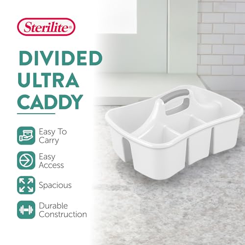 Sterilite 6-Pack Divided Ultra Caddy, Portable Plastic Storage Organizer for Bathroom - Large Organization Holder and Container for Sink, Laundry, and Kitchen Cleaning Supplies - size: 6 Pack