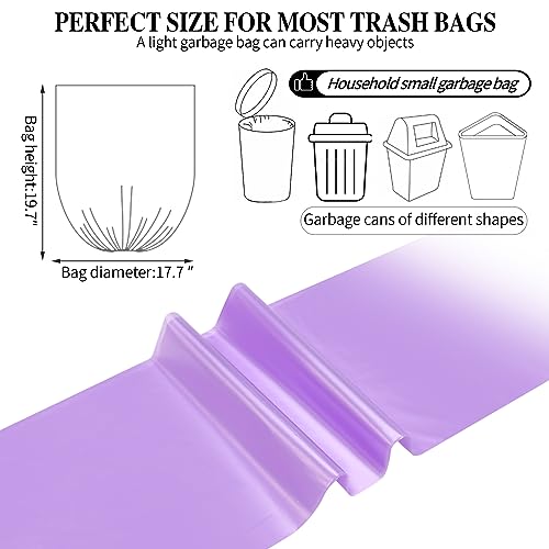 5 Rolls Small Trash Bags - 200 Counts Durable 4 Gallon Small Garbage Bags for home office kitchen Bathroom Bedroom Trash Can liners（Purple） - color: 200 Count Purple