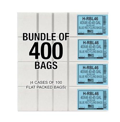 Aluf Plastics 45 Gallon 1.2 MIL Blue Industrial Strength Trash Bags - 40" x 46" - Pack of 400 - For Industrial, Home, & Recycling - style: 45 Gal, 1.2 Mil, 400 Count
