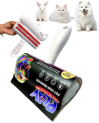 Play Pet Hair Remover Roller – Reusable Lint Roller for Cat & Dog Hair on Furniture, Couch, Carpet, Car, Rugs & Bedding – Portable, Eco-Friendly