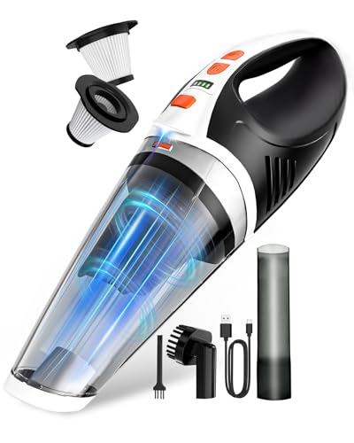 BRL Handheld Vacuum Cordless, Brushless Car Vacuum Cleaner with 12000PA Powerful Suction, 2 Suction Modes Mini Hand Vacuum, Dry & Wet, Portable Vacuum for Car Pet Hair, Home, Office, Keyboards - color: White Orange