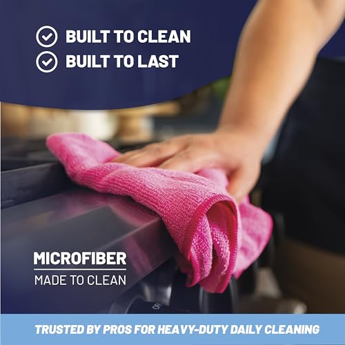 MW Pro Microfiber Cleaning Cloth | Black, Red, Gray (12 Pack) | Size 16" x 16" | All Purpose Microfiber Towels - Clean, Dust, Polish, Scrub, Absorbent - color: Black, Red, Gray