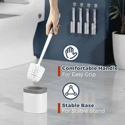 Toilet Brush, 4 Pack Toilet Brush and Holder Set Bathroom Accessories, Toilet Bowl Brush and Holder with 4 Crevice Brush for Bathroom, Toilet Scrubber Brush, White - color: White